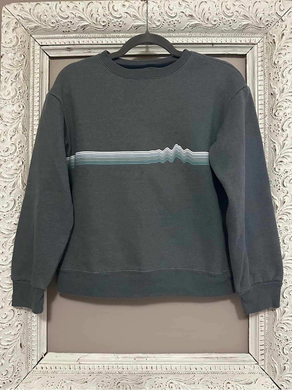 Patagonia Ridge Rise Stripe Uprisal Crew Sweatshirt Gray Women's XS
